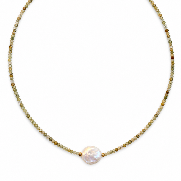Collana Pietre Perla Piatta