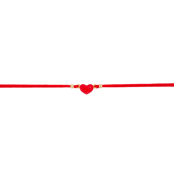 Bracciale Cordino Cuore Rosso